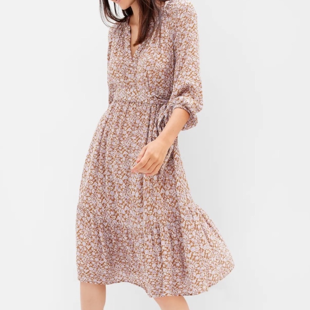Gap Dress Women’s Small Multicolor Allover Print Belted Midi Bohemian